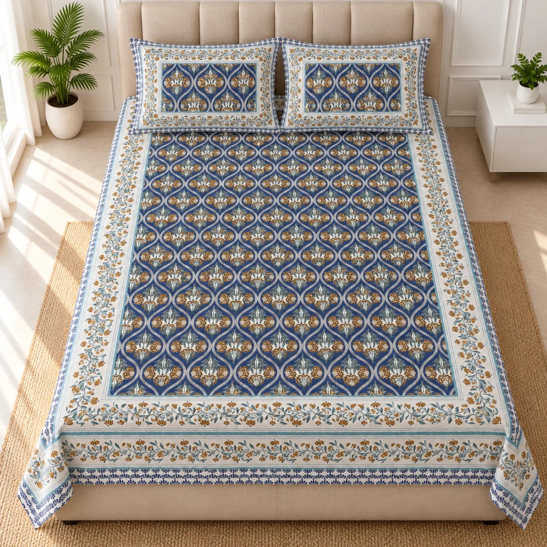 Royal Heritage Floral Printed Bedsheet Set