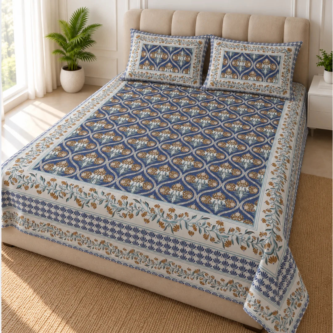 Royal Heritage Floral Printed Bedsheet Set