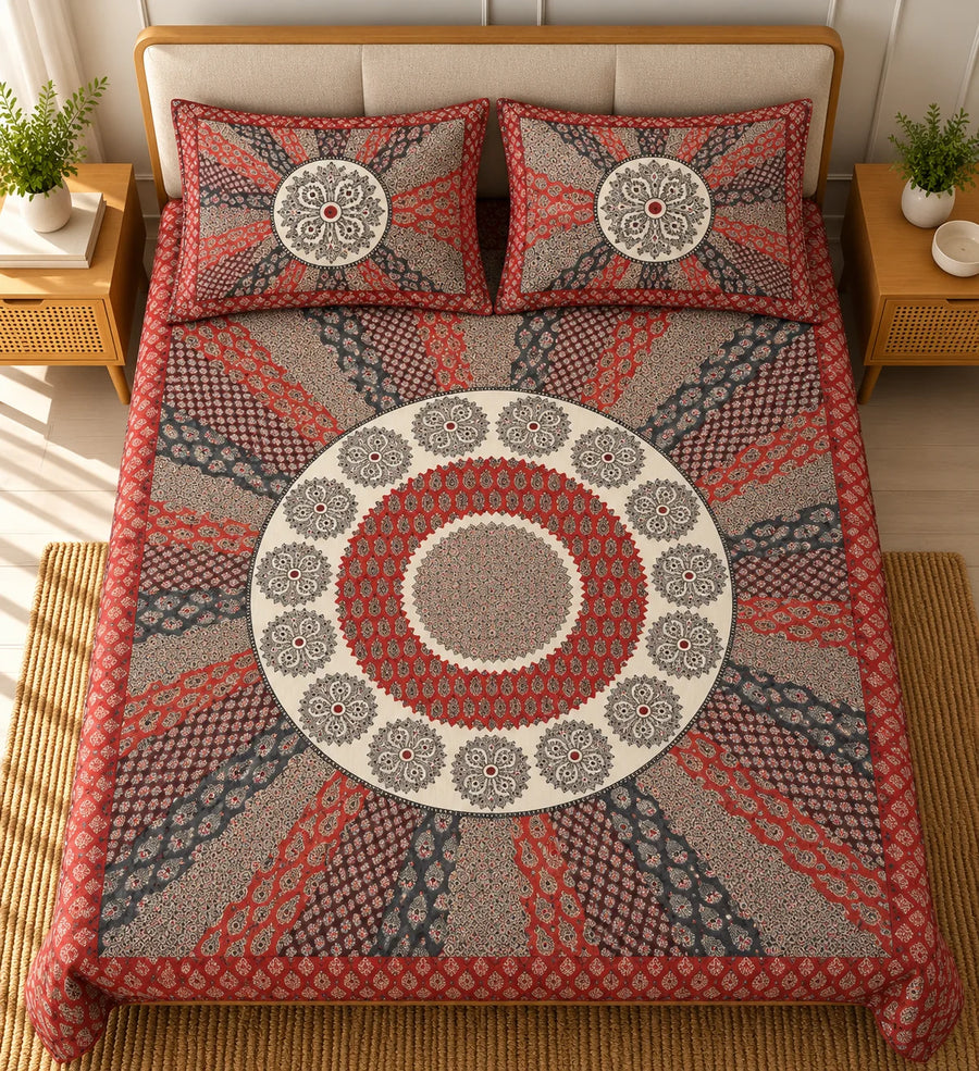 Bohemian Mandala Print Bedsheet Set - Rangshee
