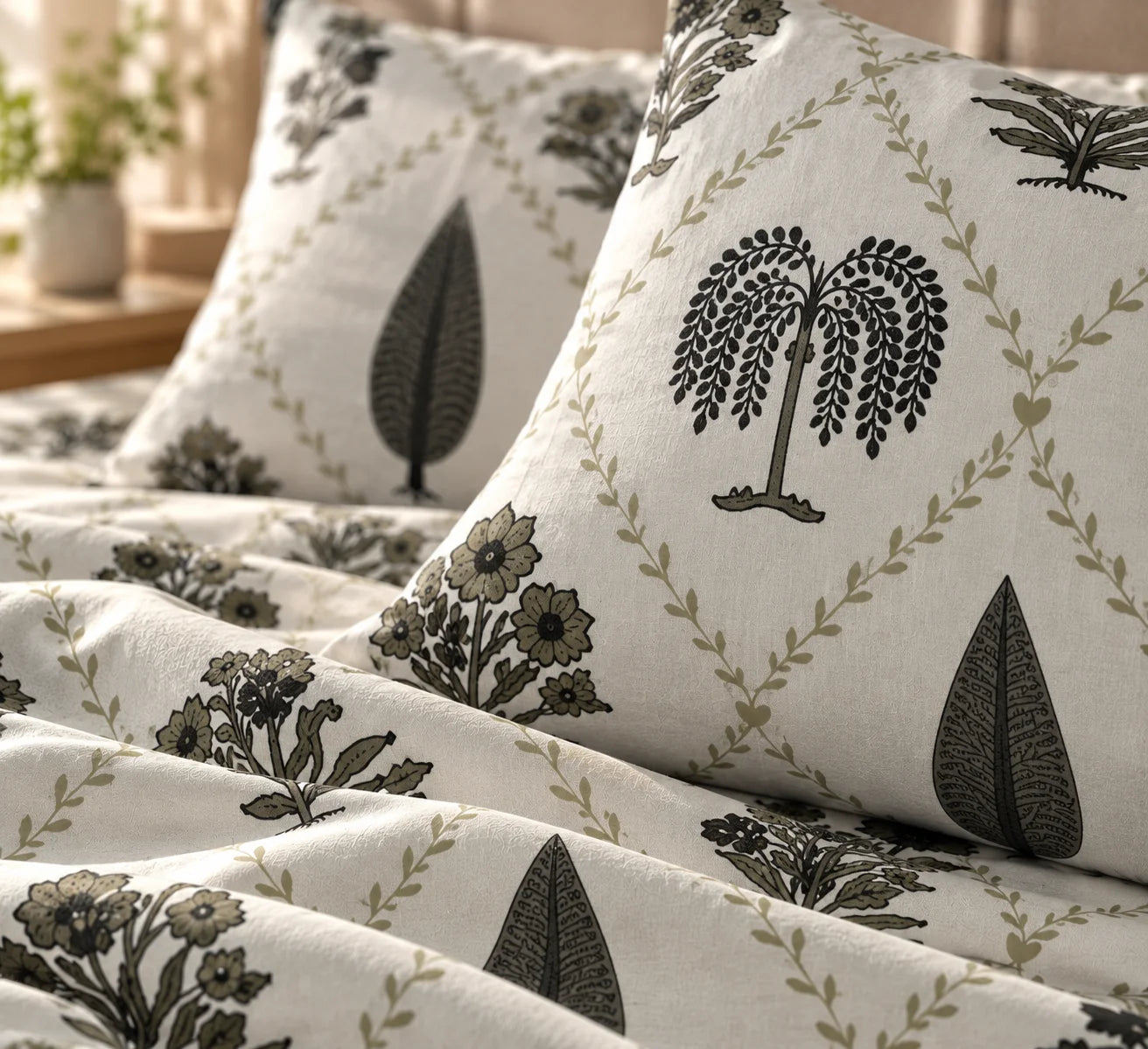 Elegant Botanical Print Bedsheet Set - Sangan