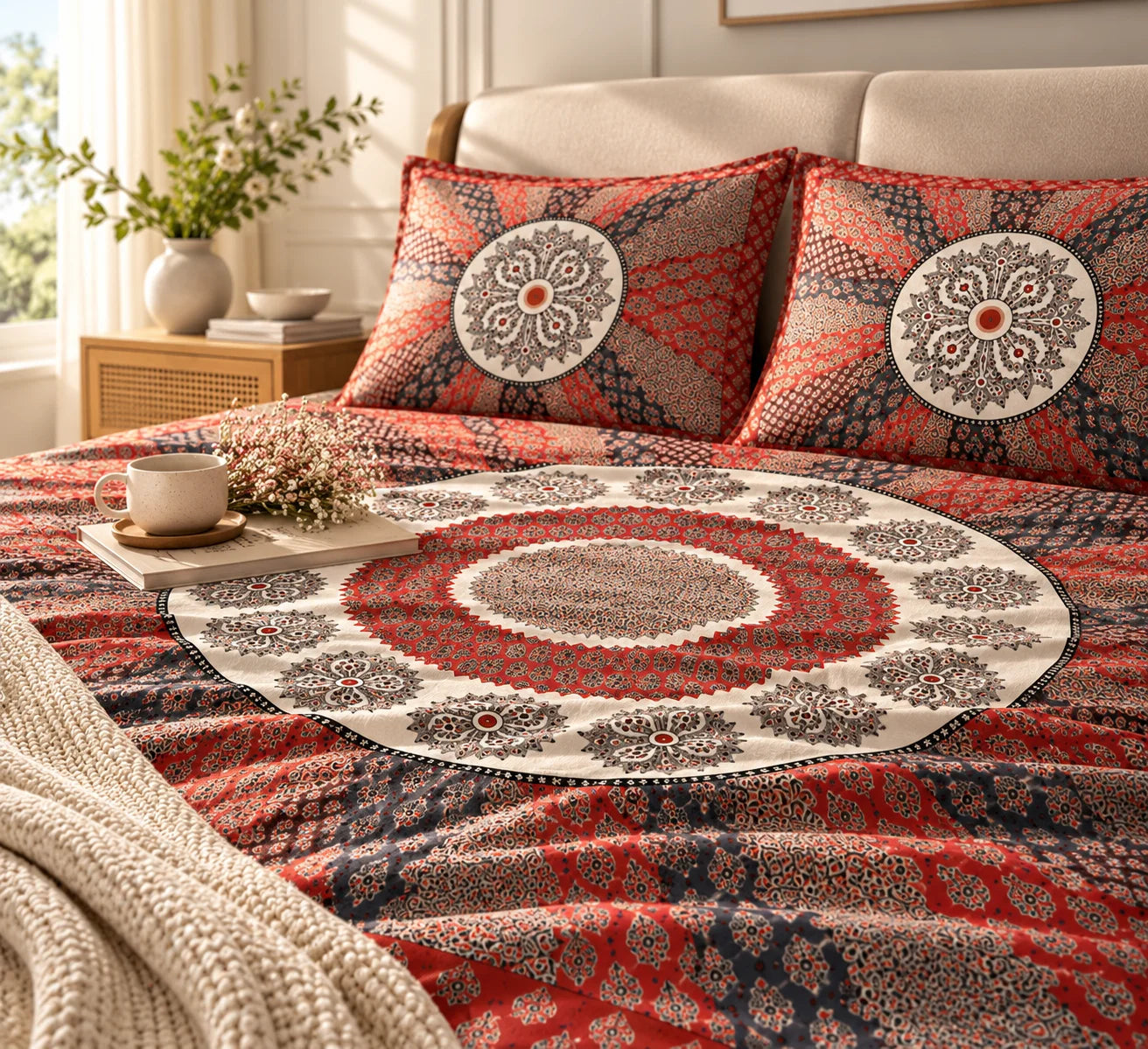 Bohemian Mandala Print Bedsheet Set - Rangshee