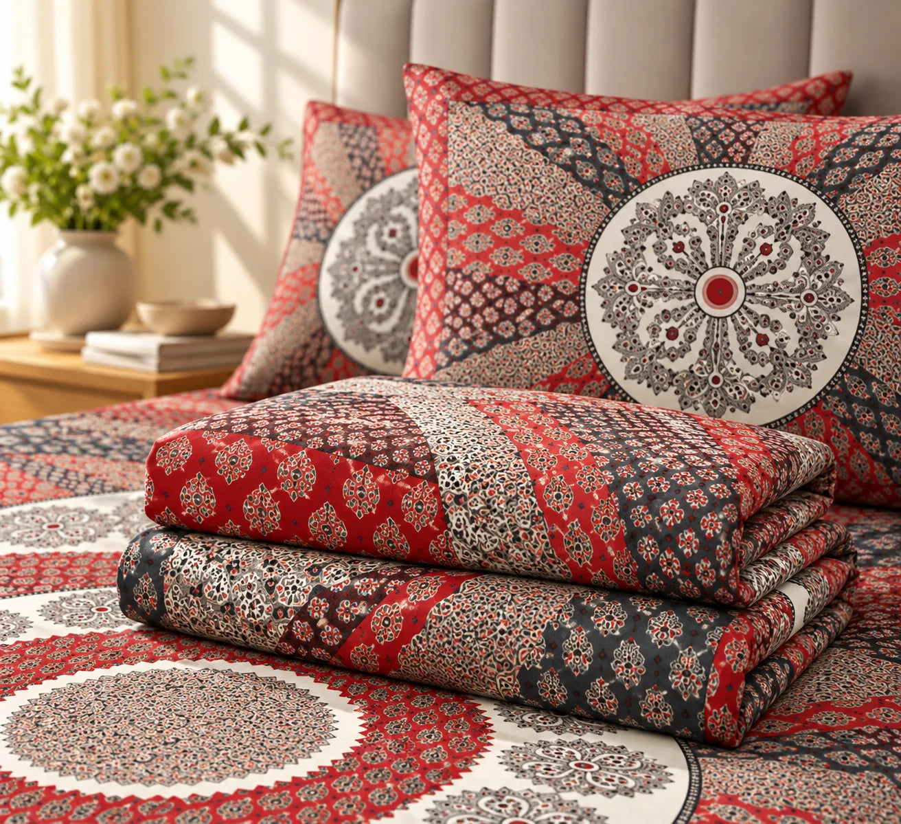 Bohemian Mandala Print Bedsheet Set - Rangshee