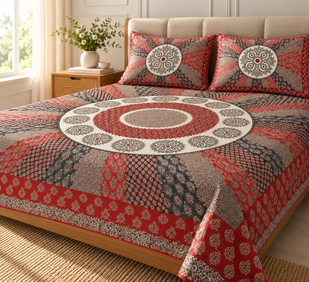 Bohemian Mandala Print Bedsheet Set - Rangshee