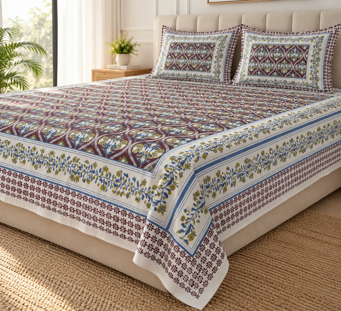 Vintage Floral Medallion Printed Bedsheet Set