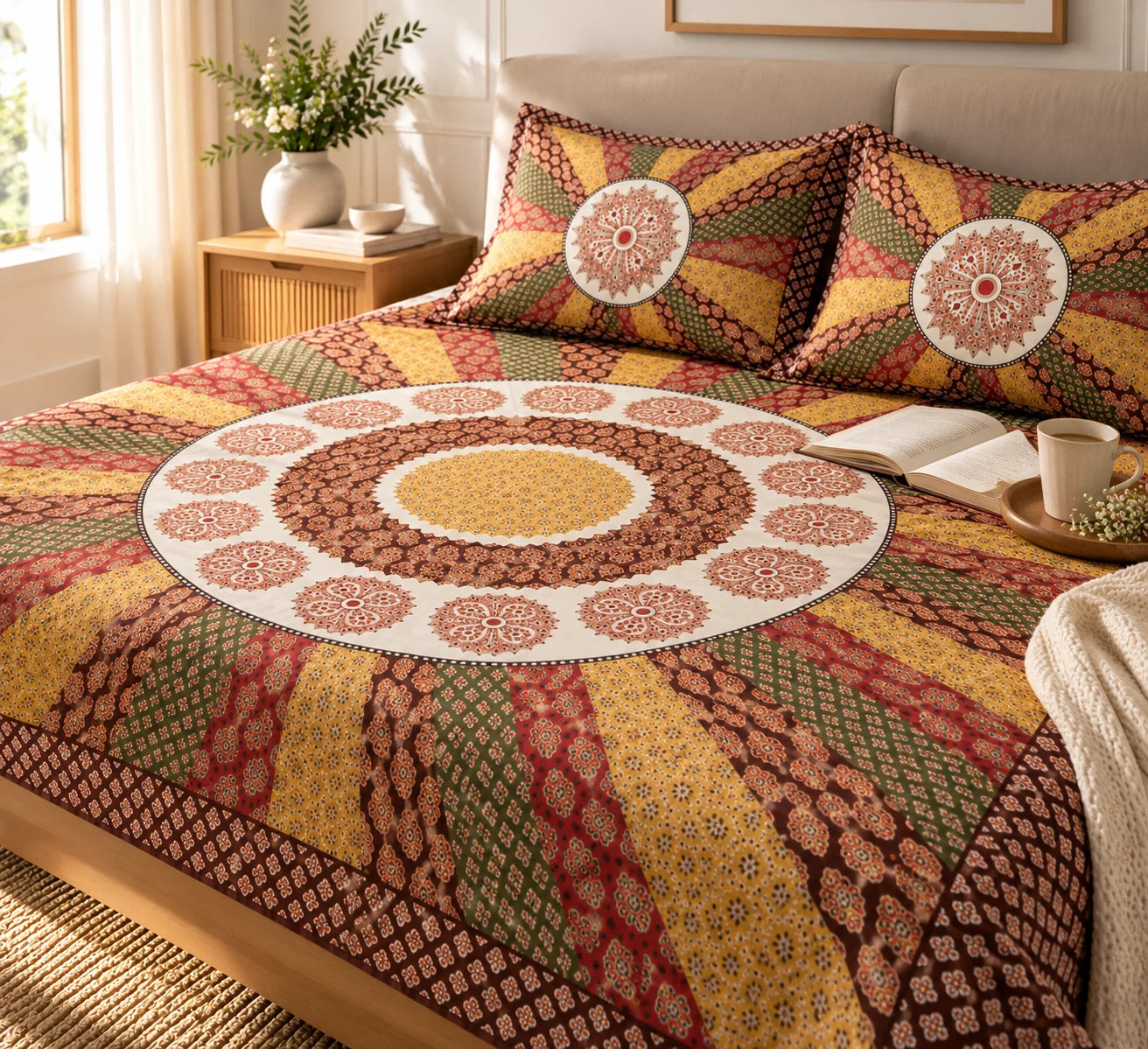 Bohemian Mandala Print Bedsheet Set - Rangshee