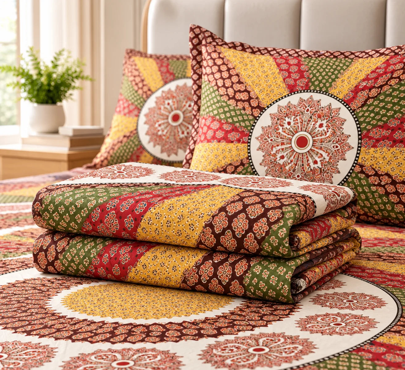 Bohemian Mandala Print Bedsheet Set - Rangshee