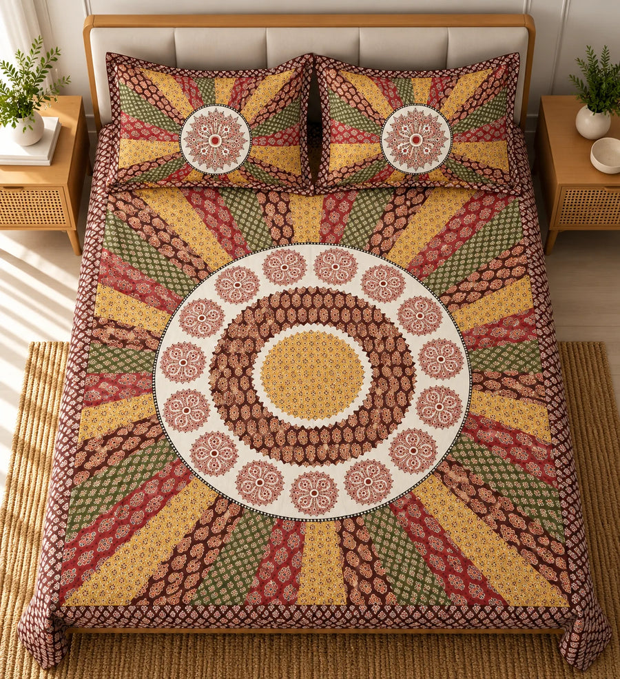 Bohemian Mandala Print Bedsheet Set - Rangshee