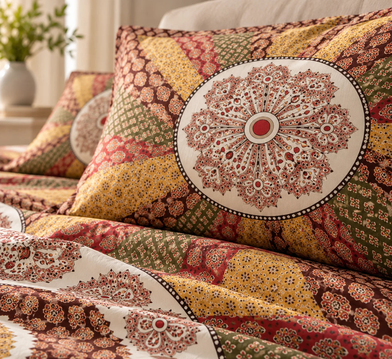 Bohemian Mandala Print Bedsheet Set - Rangshee